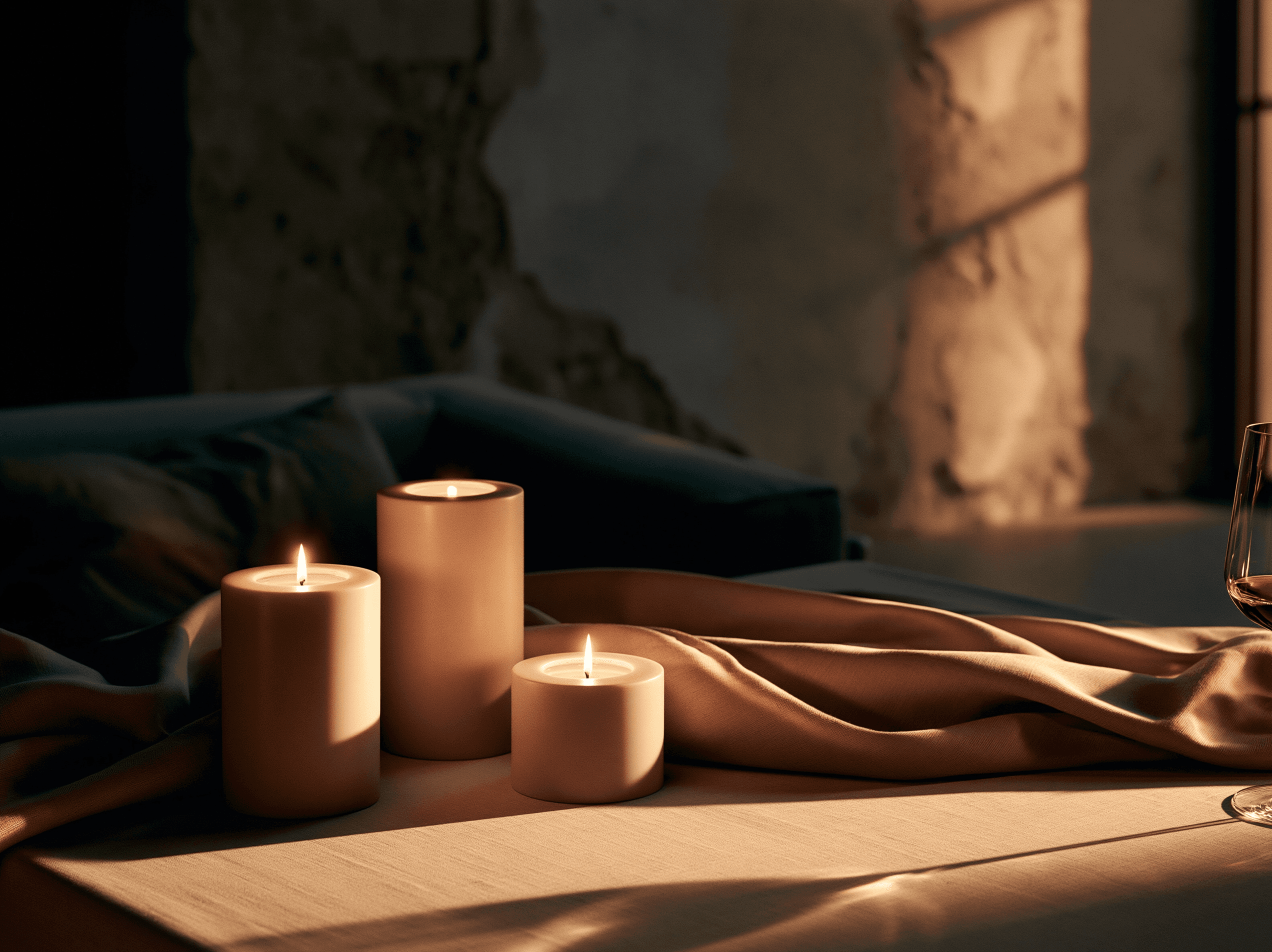 Candles on a table at Lumina