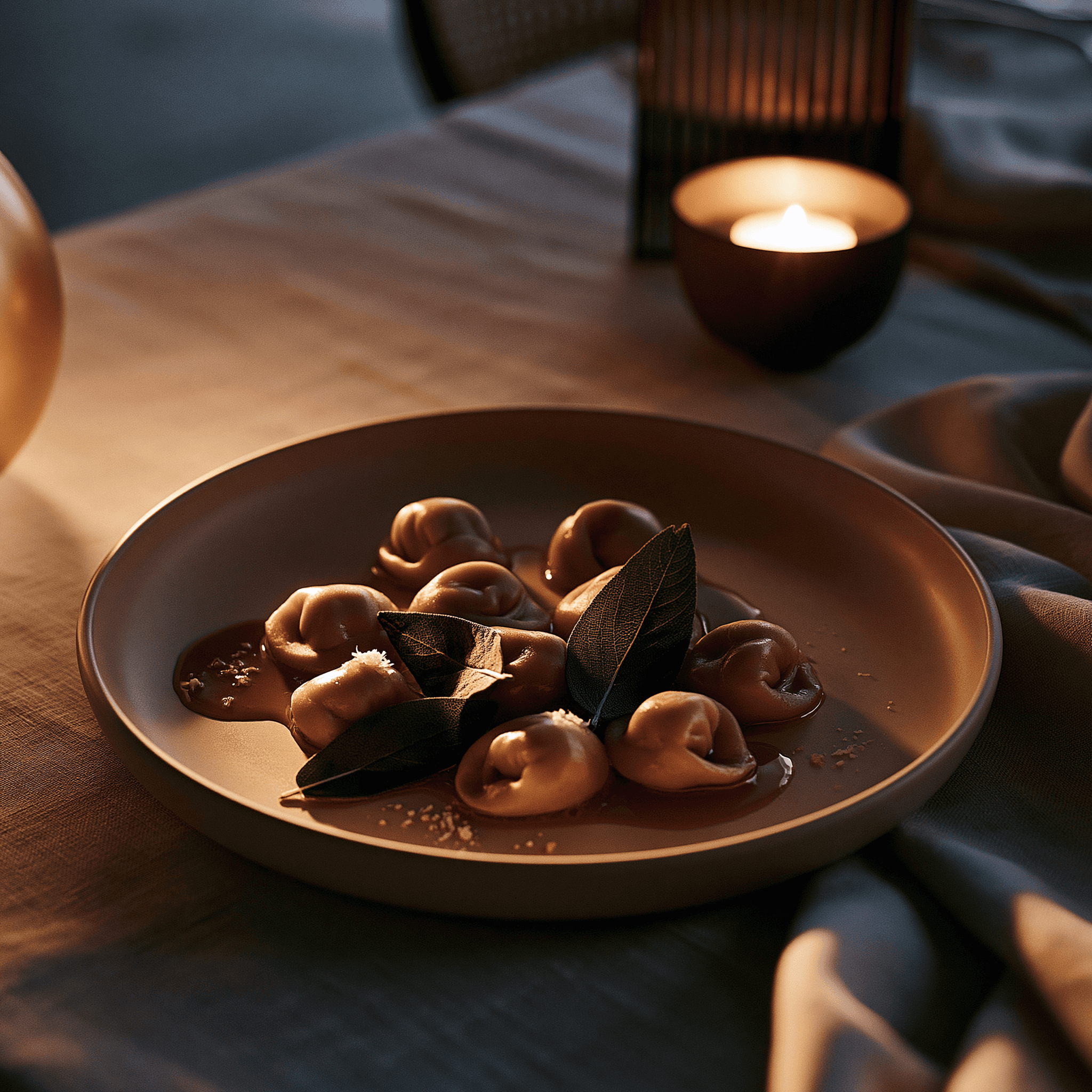 Plate of agnolotti dal plin in brown butter